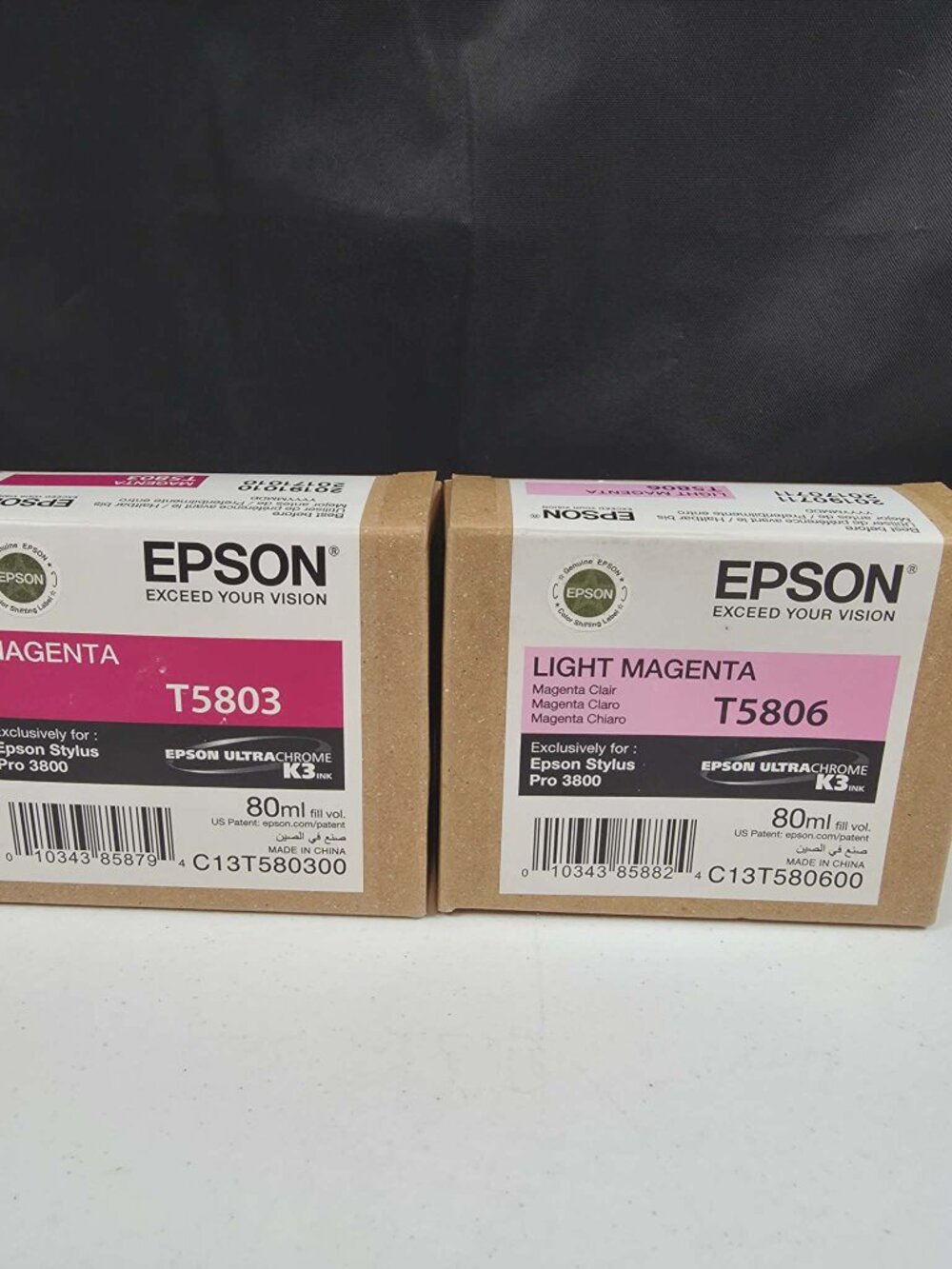 EPSON MAGENTA T5803 LIGHT MAGENTA T5806 PRINTER INK STYLUS PRO 3800 NEW SEALED